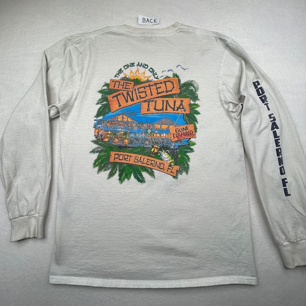 The Twisted Tuna Port Salerno Long sleeve Graphic Shirt Fishing Marina Large